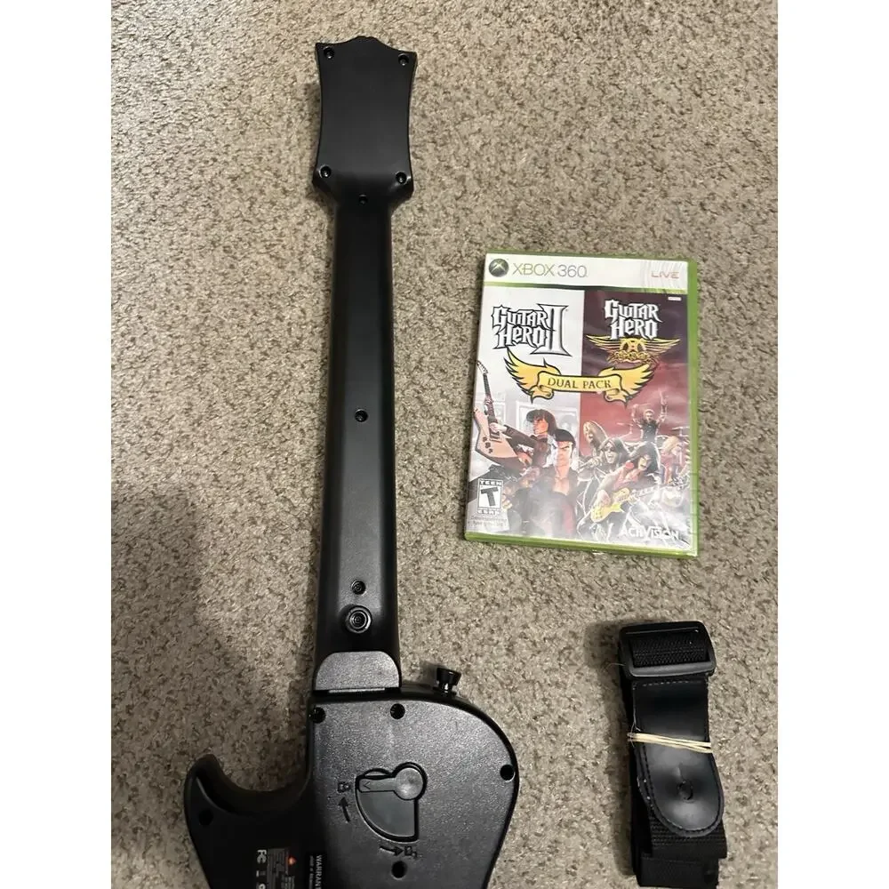 Xbox 360 Guitar Hero 2 Rock Guitar Bundle w / 2 Games Lot Tested